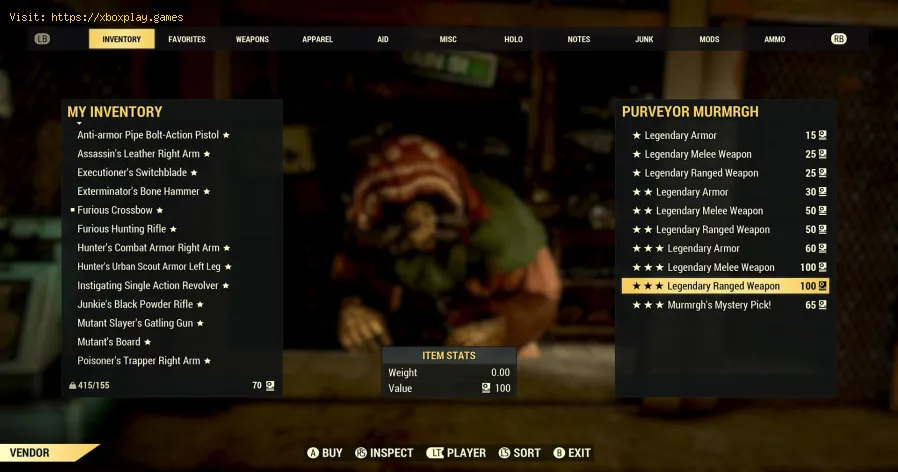Onde está o local do Legendary Seller?