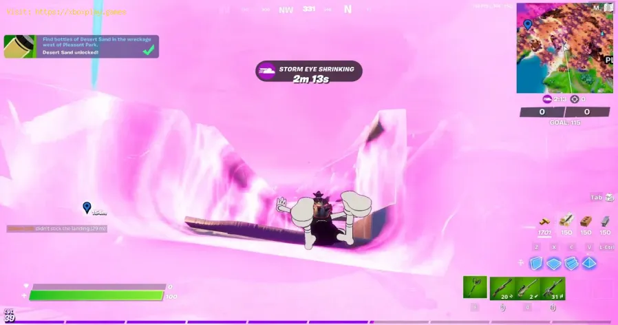 Fortnite: Bottles of Desert Sand at the wreckage west