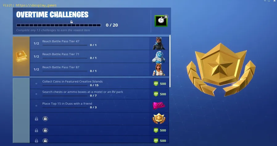 Fortnite: lista de desafíos de tiempo extra 