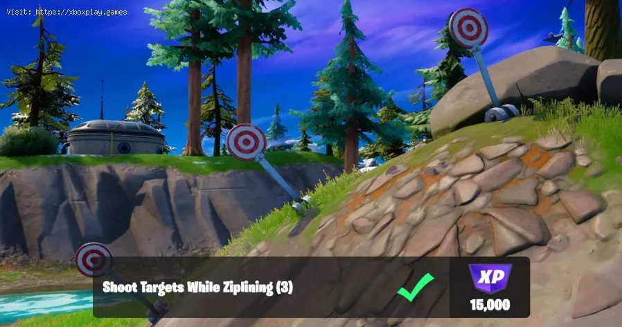 Spara ai bersagli mentre esegui lo ziplining in Fortnite