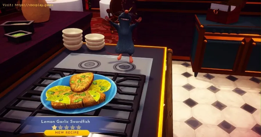 Ricetta del pesce spada all'aglio e limone in Disney Dreamlight V