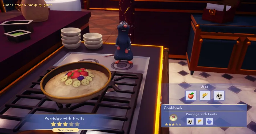 Receta de Gachas de Avena con Frutas en Disney Dreamlight Valley