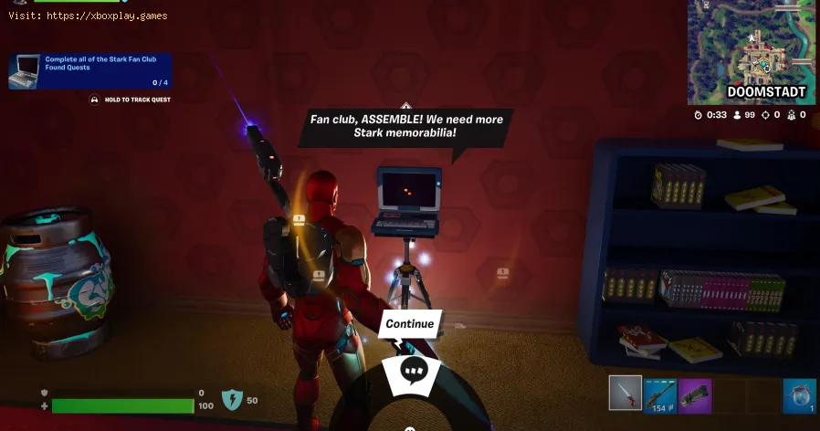 Fortnite: All Stark Fan Club Itens de missão secreta encontrados