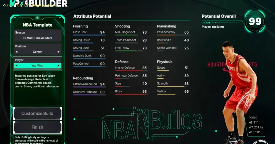 NBA 2K26: Create Yao Ming Template Build