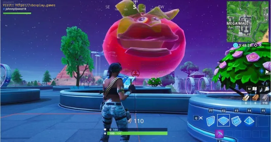 Fortnite: wo man in einem holografischen Tomatenkopf tanzen kann. 3