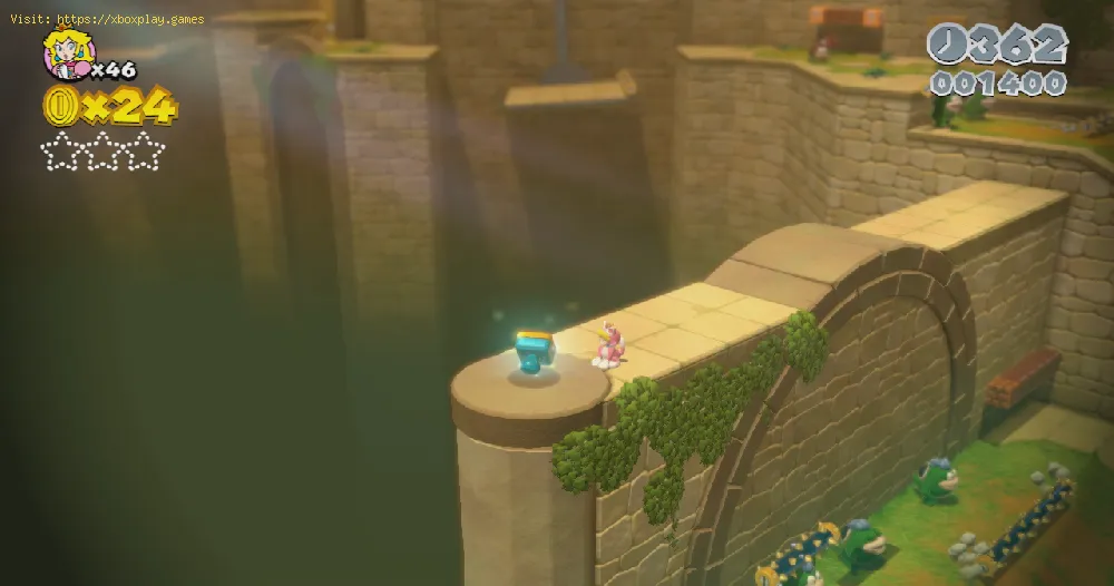 Super Mario 3D World + Bowser's Fury:  Where to Find Green Stars and Stamp in World 4-Castle
