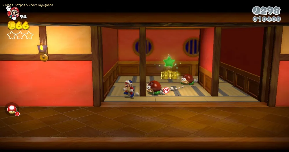 Super Mario 3D World + Bowser's Fury：緑の星を見つけてWorld Castle6にスタンプを押す場所