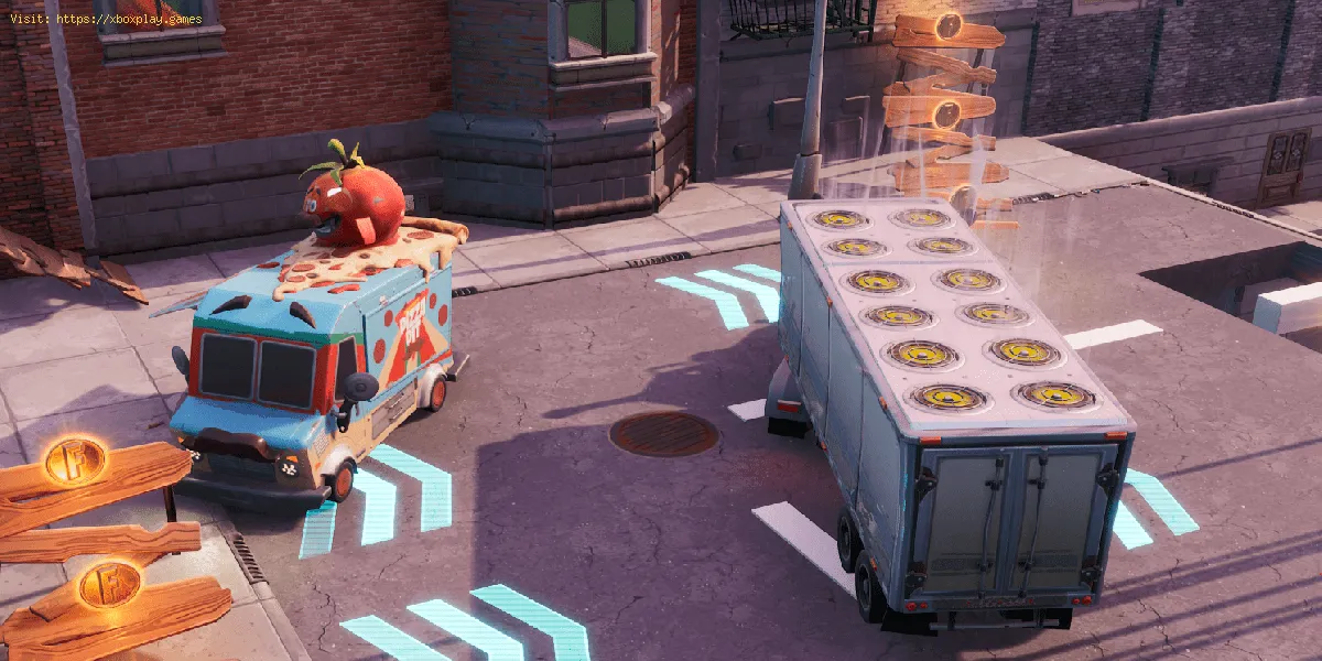 Fortnite Challenge: Dance entre dois food trucks. Localização
