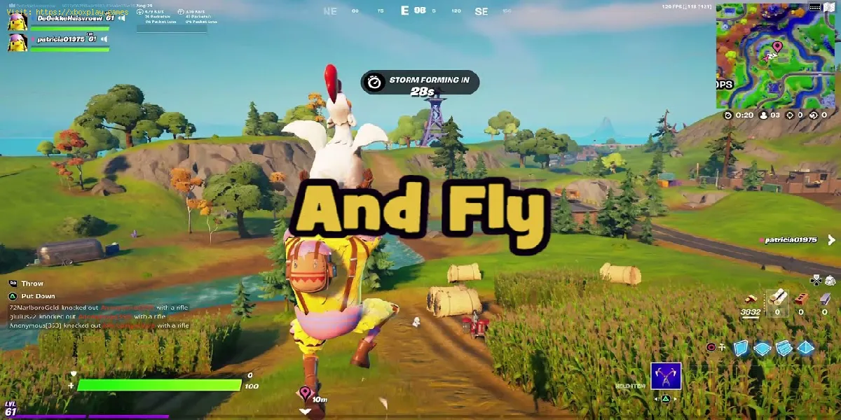 Fortnite: Como voar 20 metros com uma galinha no Capítulo 2, Temporada 6
