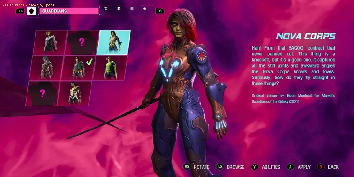Guardians of the Galaxy: come ottenere l'abito Nova Corp di Gamora
