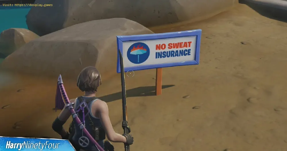 Where to pick up a No Sweat sign and place it at a sponsorship in Fortnite