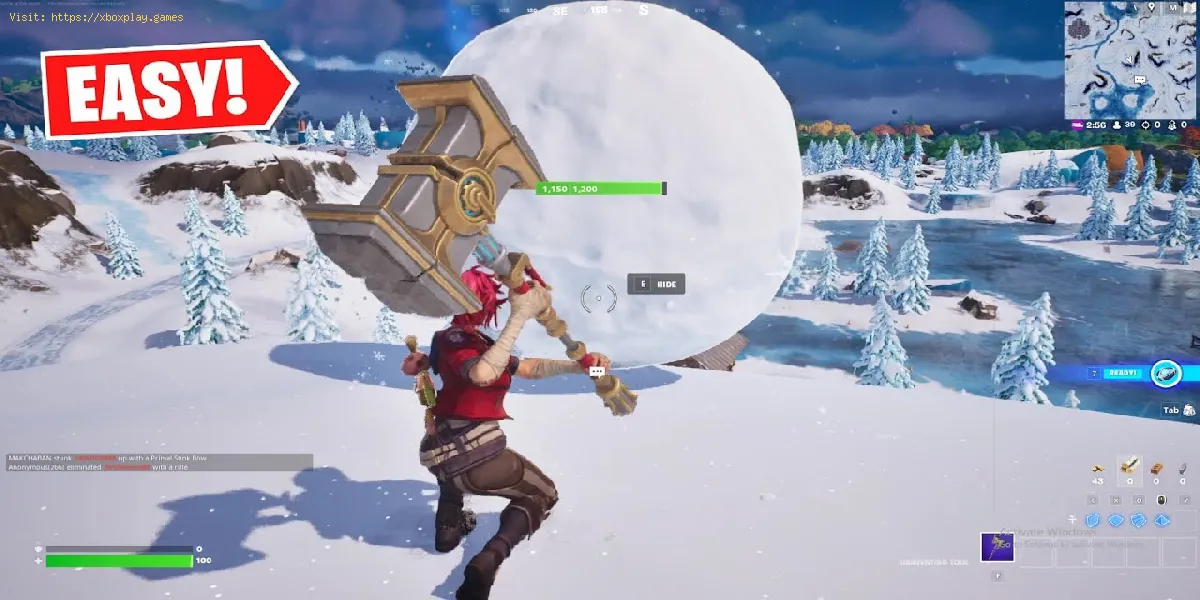 Cómo crear una bola de nieve gigante en Fortnite