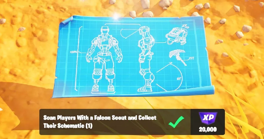 scan players with a Falcon Scout and get schematic in Fortnite