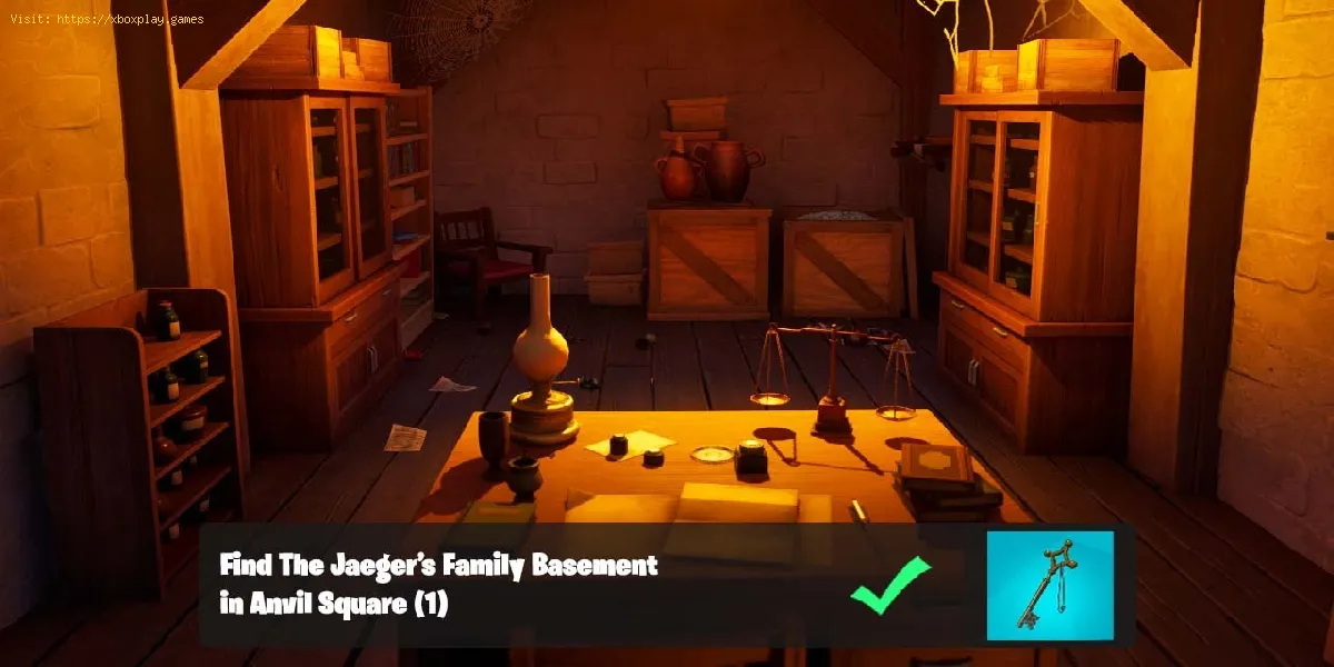 Finden Sie den Keller der Familie Jaeger auf dem Anvil Square in Fortnite