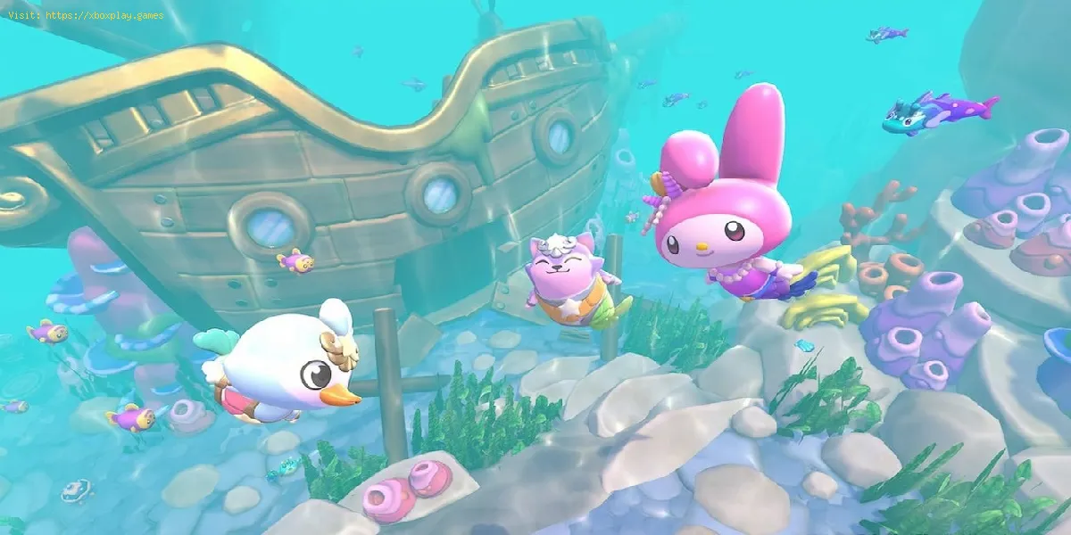 criaturas de arrecife en Hello Kitty Island Adventure