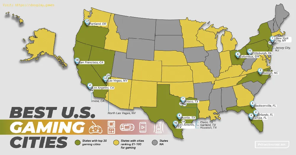 Gaming Cities: 100 Best US Cities for Gamers in 2023