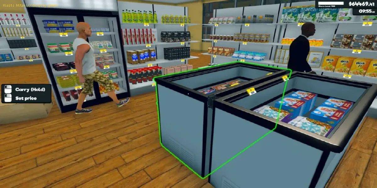 colocar cajas vacías en Supermarket Simulator