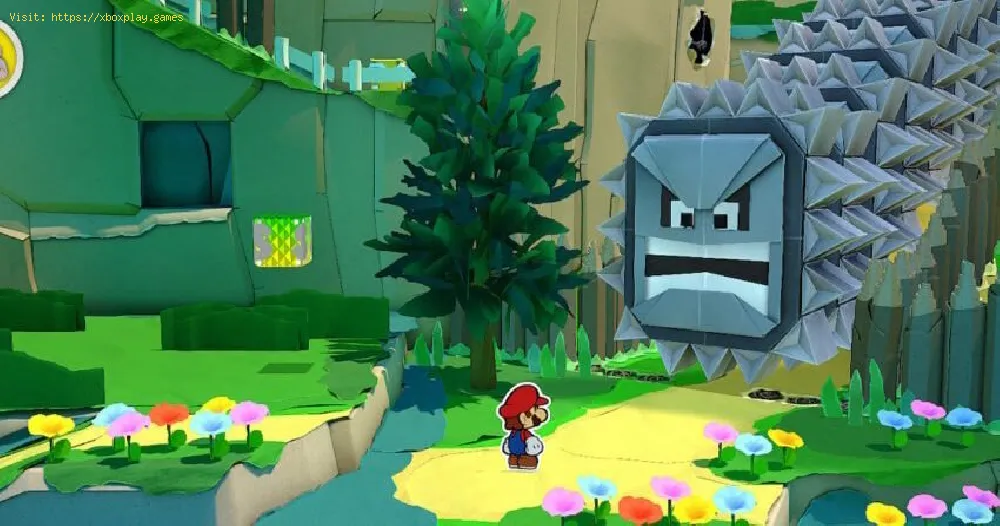 Paper Mario The Origami King:   the thwomps in overlook mountain